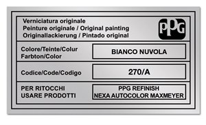 ETICHETTA COLORE AUTO IVEA Bari Puglia